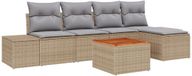 vidaXL Banc de jardin - Ensemble - 4 places - Beige et gris clair - Polyrattan