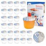 MamboCat Set van 25 glazen potten van 230 ml - Met schroefdeksel - Blauw geruit houten hart + gratis receptenboekje