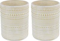 Countryfield Luxe theelichthouder - 2 stuks - Aurora - glas - creme wit/goud