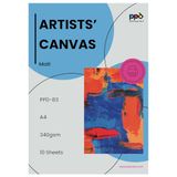PPD A4 x 10 vel Inkjet Canvas Fotopapier 340g Wit Mat, Gemaakt van 100% Katoen, Bedrukbaar met alle Inkjetprinters PPD-83-10