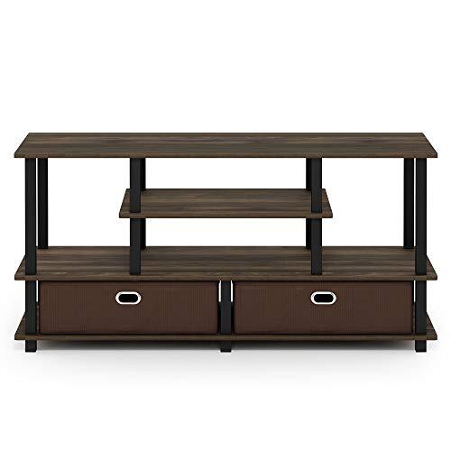 Furinno JAYA Large Stand for up to 50 inch TV, Columbia Walnut/Black/Dark Brown