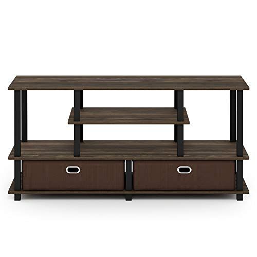 Furinno JAYA Large Stand for up to 50 inch TV - Columbia Walnut/Black/Dark Brown