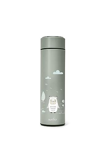 Nuvita 4455 Digitale thermocontainer voor levensmiddelen, thermoskan voor warme en koude levensmiddelen, thermocontainer voor babyvoeding, thermoskan voor kinderen, Sage Green