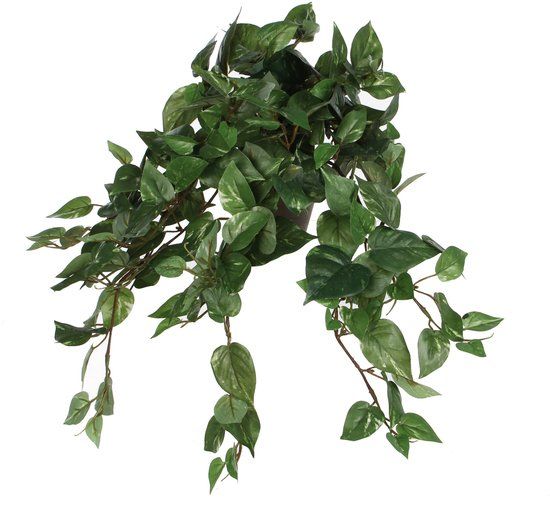 Mica Decorations Kunstplant Scindapsus Groen - L 45cm - Keramiek stenen sierpot grijs-antraciet