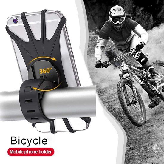 Opline - Fiets Telefoon Houder - Universeel - Zwart - Siliconen - 6.5 inch