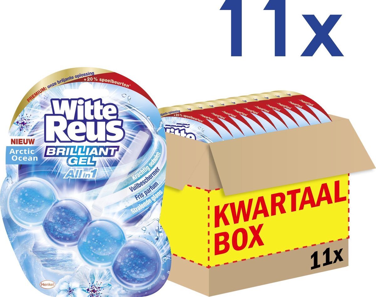 Witte-Reus Brilliant Gel Allin1 Toiletblok - Arctic Ocean - WC Blokjes Voordeelverpakking - 11 Stuks