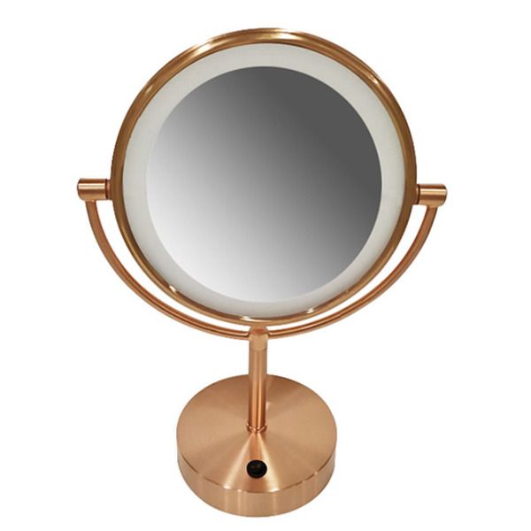 Wiesbaden make-up spiegel staand led op batterijen geborsteld koper 38.4147