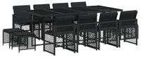 vidaXL 13-delige Tuinset met Kussens, Poly Rattan, Zwart