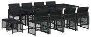 vidaXL 13-delige Tuinset met Kussens, Poly Rattan, Zwart