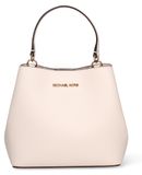 Michael Kors Emmett bucket bag, PVC, zwart. Handgrepen van leer. Verstelbare schouderband