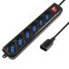 Atlantis P011-SL3006P-B stekkerdoos met 4 stopcontacten, Italiaans/Europa/Schuko Bypass 10 A/16 A Iec stopcontact (PC), 2500 W, zwart