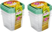 Hega Hogar Vershoudbakjes - set 6x stuks - 0.3 liter - transparant/groen
