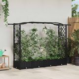 VidaXL Verhoogd bed met trellis en dak zwart 207 x 40 x 123 cm pp