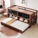 Fortuna Lai lit enfant lit maison 90x200, lit enfant extensible, avec tableau graffiti, avec rangement ouvert, avec échelle d'escalade, lit superposé enfant bois massif, sans matelas, marron
