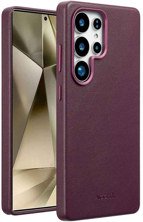 Accezz Leather Backcover met Magnetische Ring voor Samsung Galaxy S25 Ultra - Heath Purple