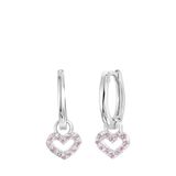 Lucardi Meisjes Oorring met plating - Hart - Zirkonia - Cadeau - Echt Zilver - Zilverkleurig