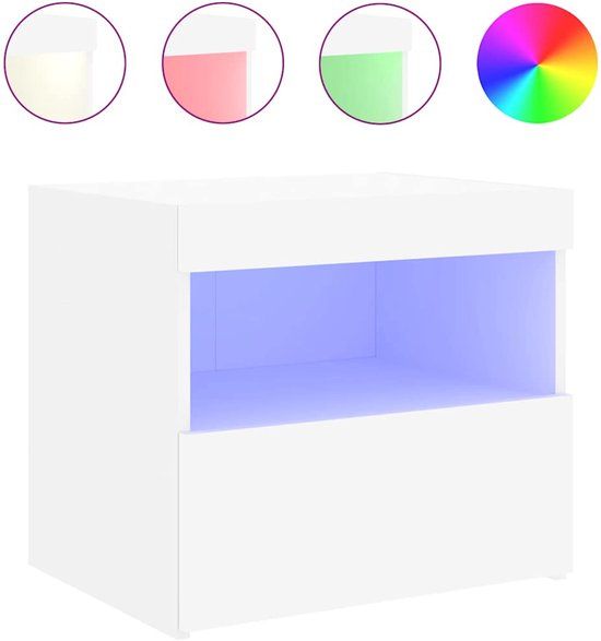vidaXL Nachtkastje met LED-verlichting 50x40x45 cm wit