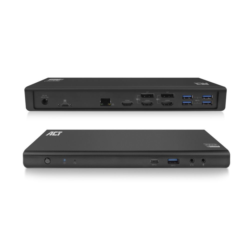 ACT AC7048 USB-C Docking Station - 4K - HDMI/DisplayPort - USB 3.2 - Ethernet - Black