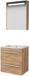 Basic-Line Premium 46 Badkamermeubelset - 60 x 46 cm - Met Grepen - 2 Lades - Keramische Wastafel - 1 Kraangat - Spiegelkast met LED Verlichting - Whisky Oak