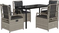 vidaXL 5-delige tuinset met kussens, lichtgrijs, polyrotan