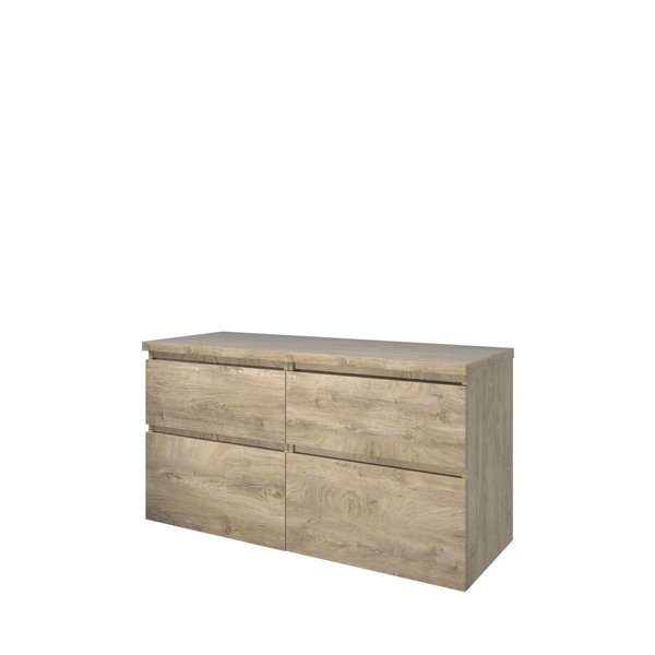 Proline Top badmeubelset 120x46x63.2cm inclusief wastafelblad 4 laden a-symmetrisch MFC Raw oak 1817321