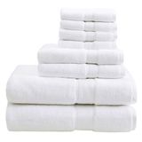 MADISON PARK SIGNATURE 8-delige luxe badhanddoekset, 100% katoen, 800GSM, wit