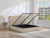 Vente-unique Bed met opbergruimte stof beige 160 x 200 cm