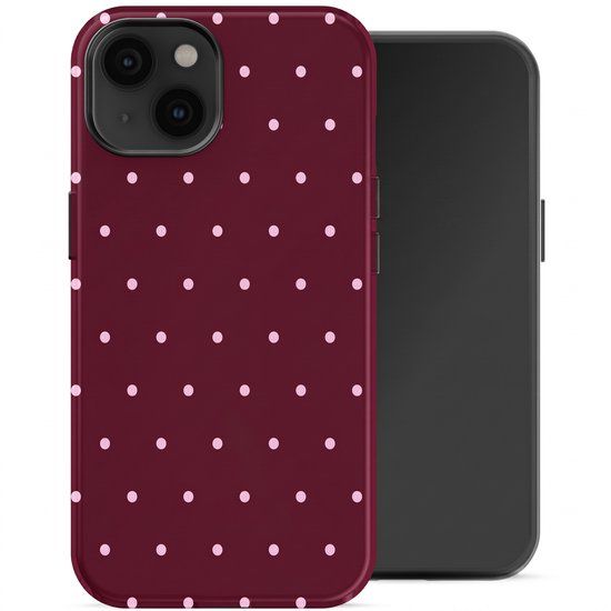 Selencia Hoesje - Geschikt voor Apple iPhone 14 - Backcover - Happy Dots Burgundy