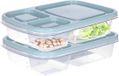 Storage Solutions Vershoudbakje/lunchbox - 2x - luchtdicht - 3 vakjes - lichtgroen - kunststof - broodtrommel