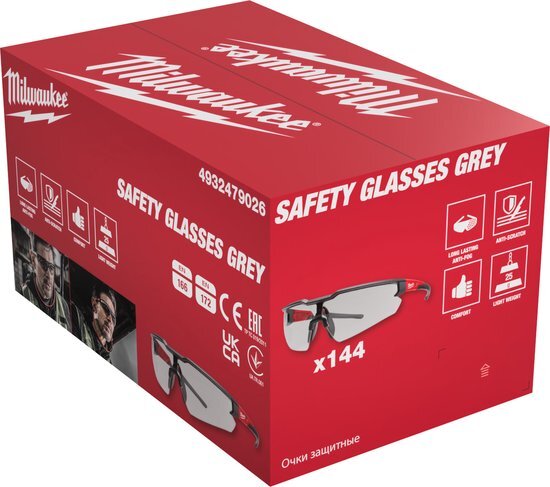Milwaukee Bulk Veiligheidsbrillen Grijs - 144 stuks - 4932479026