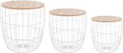 Salontafels voor de woonkamer, set van 3 stapelbare salontafels, bijzettafels, opbergtafels, tafel voor kantoor en slaapkamer, 30 cm, 35 cm, 40 cm, wit