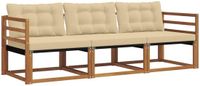vidaXL - Acacia Hout Loungeset Bank 3-zits Natuurlijk en Beige