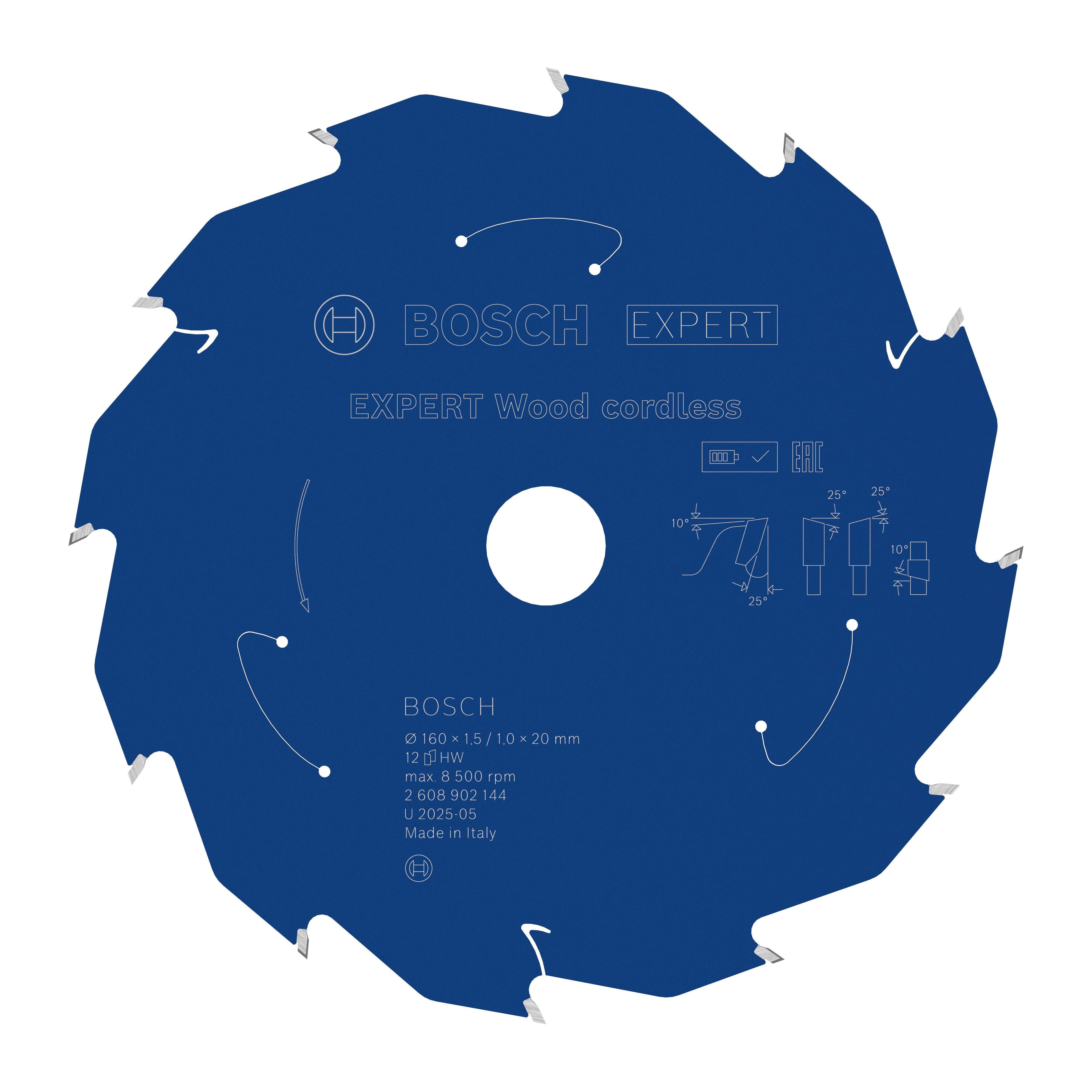Bosch Accessoires EXPERT Wood cordless Cirkelzaagblad | 160 x 1,5/1 x 20 mm | T12 - 2608902144