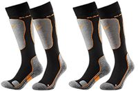Black Crevice Skisokken, voor dames en heren, maten I Snowboardsokken met speciale voering aan de belaste zones I temperatuurregulerend en ademend I 2 paar