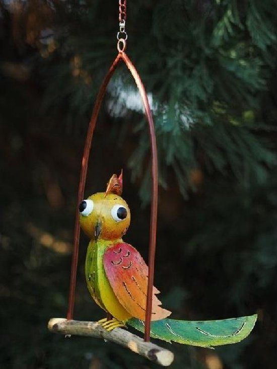 Hanger - Schommel voor gekleurde vogel - 45 cm - Bruin - Metaal