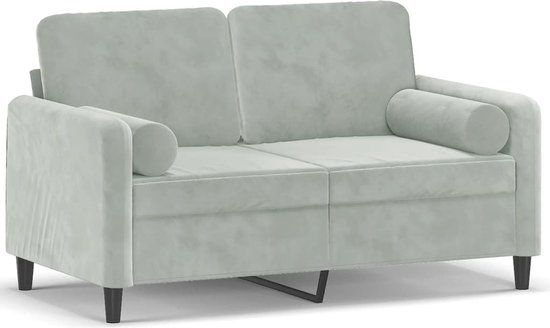 vidaXL Tweezitsbank met sierkussens 120 cm fluweel lichtgrijs