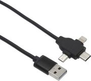 APM 570316 USB-kabel 1 m USB 2.0 USB A USB C/Micro-USB B/Lightning Zwart