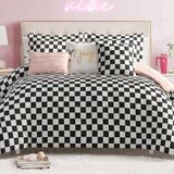 Juicy Couture Omkeerbaar damborddekbedset, 6-delige set, King-set, zwart/wit