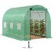 Icecat Tunnel de jardin 3x2x2m, serre en acier galvanisé vert avec porte enroulable et grandes fenêtres, abri de culture PE pour plantes