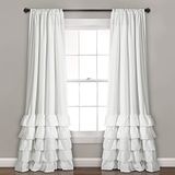 Lush Decor Allison Ruches Gordijnen-Raampaneel Gordijnen Set voor Woonkamer, Eetkamer, Slaapkamer (Paar), 84" x 40", Wit, Polyester, 40" B x 84" L (Pack van 1)
