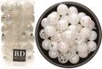 Bellatio Decorations Boules de Noël - 74x pc - blanc nacré - D6 cm - plastique - incassable - décoration de Noël
