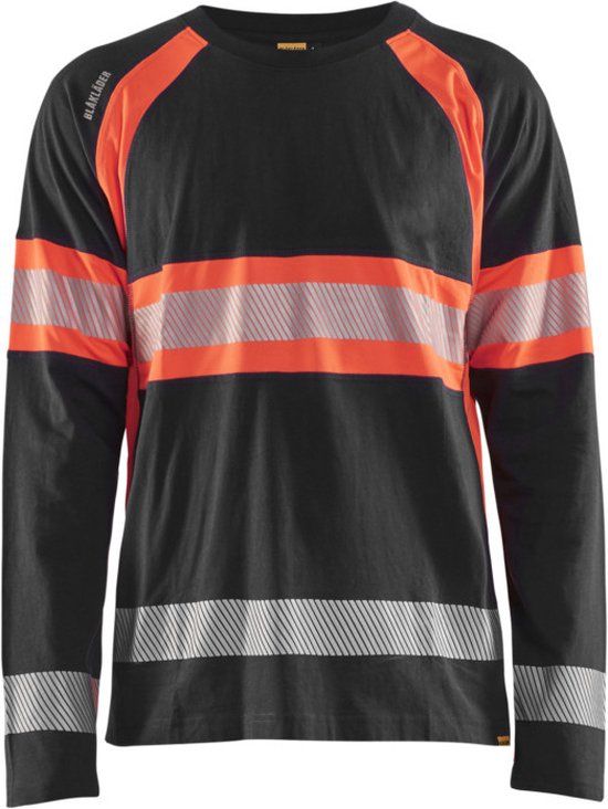 Blaklader T-shirt met lange mouwen en hoge zichtbaarheid 3510-1030 - Zwart/High Vis Rood - S