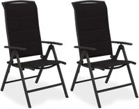 Brubaker Set van 2 Tuinstoelen Milano - Hoge Rugleuning Opvouwbaar - 8-voudig verstelbare Rugleuning - Vouwstoel Aluminium - Weerbestendig - Antraciet