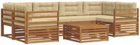 vidaXL - Hoek loungeset - 6 zitplaatsen - Acacia hout - Natuurlijk en beige