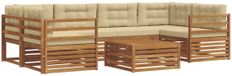 vidaXL - Hoek loungeset - 6 zitplaatsen - Acacia hout - Natuurlijk en beige