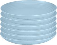 PlasticForte assiette ronde/assiette de camping - 6x - D25 cm - bleu glacier - plastique