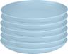 PlasticForte assiette ronde/assiette de camping - 6x - D25 cm - bleu glacier - plastique