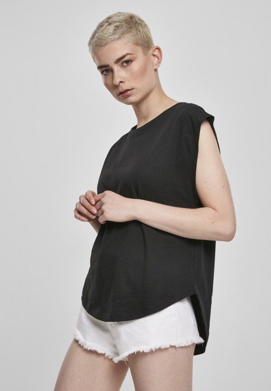 Urban Classics Basic Shaped Tee Dames T-shirt - Zwart - 5XL