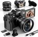 NBD Digitale Camera - 4K Compact Camera met Automatische Scherpstelling - 48MP Fotocamera voor Vloggen met 180° Kantelscherm - 16x Digitale Zoom - 32GB Kaart - 2 Batterijen