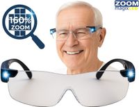 Merkloos Vergrootglas Bril - Loepbril met LED Verlichting - Hobby Vergrootbril - 160% Vergroting - Krasbestendige Glazen - Inc. Opberghoes & Brillendoekje